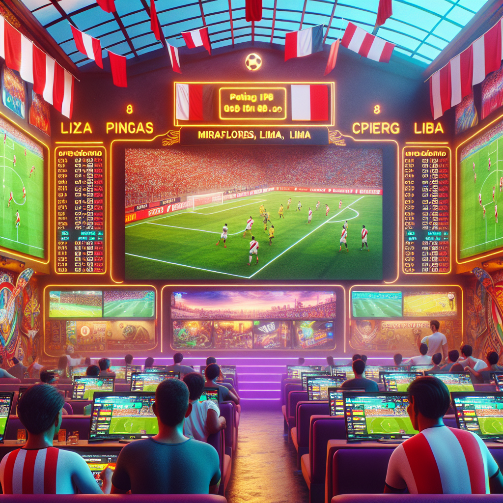 Casa de apuestas Doradobet en Miraflores, Lima, con ambiente deportivo y aficionados.